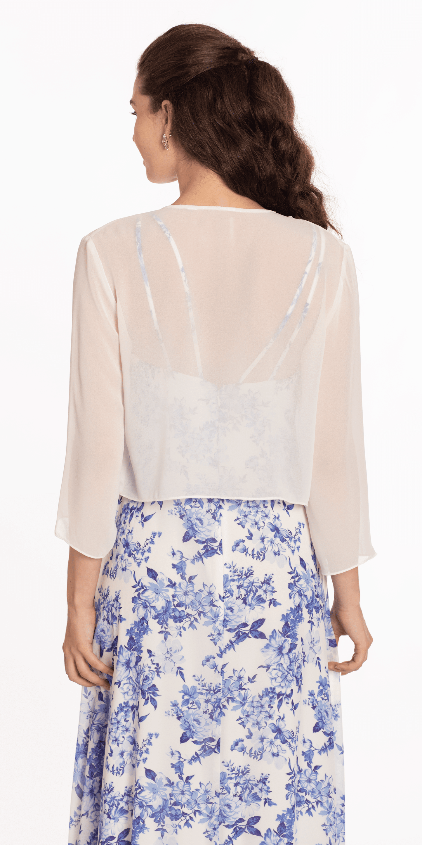 ivory/size/SM/missy/Camille La Vie/Chiffon Drape Front Jacket with Sleeves/back alt