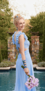 Chiffon Ruffle Shoulder Lace Up Back Column Dress Image 2