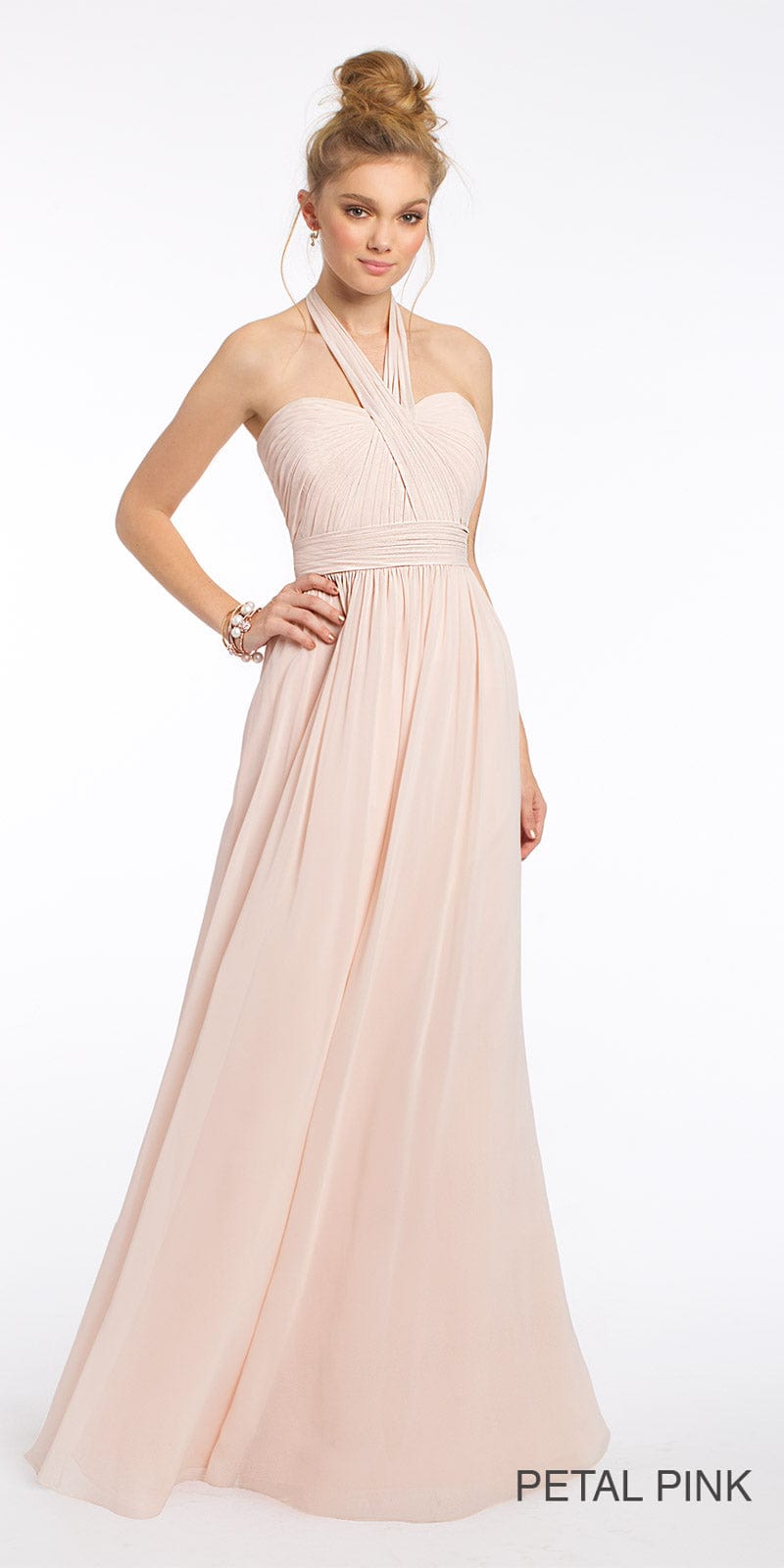Camille La Vie Tie Neck Halter Dress -/ missy / size/0 / light pink/front
