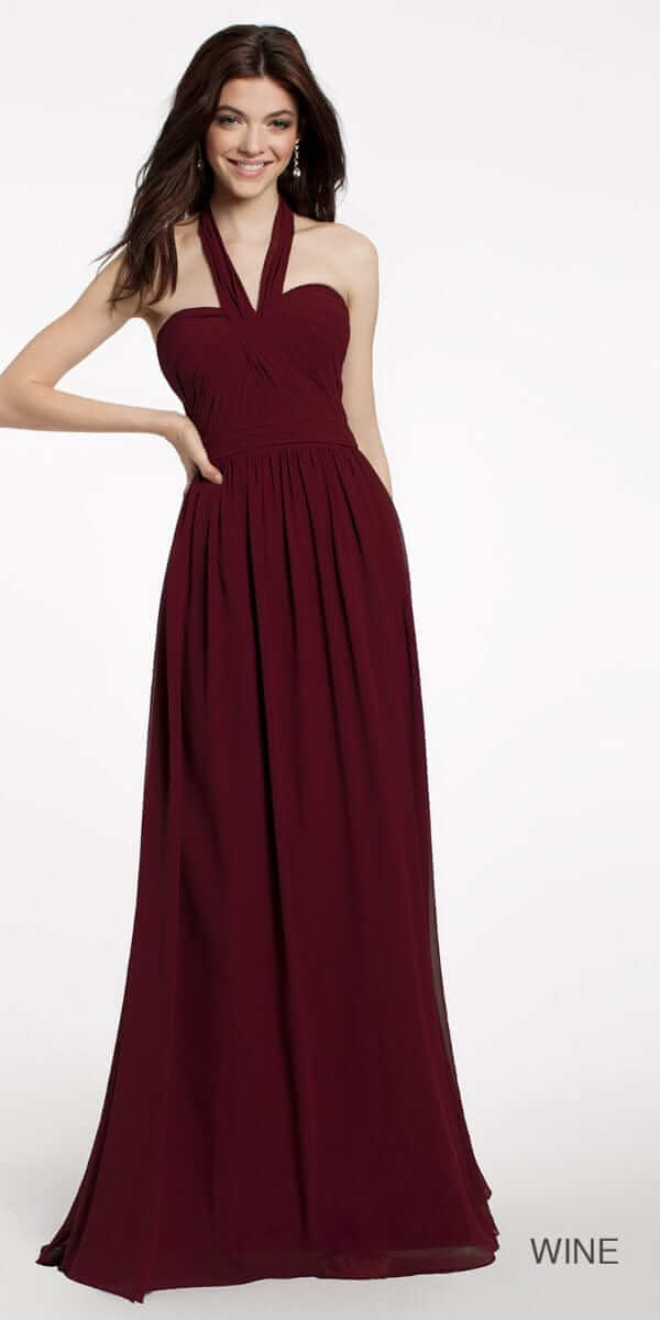 Camille La Vie/ Tie Neck Halter Dress missy/size/2/ wine/front