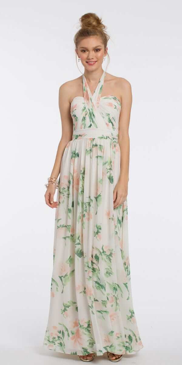 Print Tie Neck Halter Dress missy / 4 / ivory-blush Print Tie Neck Halter Dress missy / 4 / ivory-blush