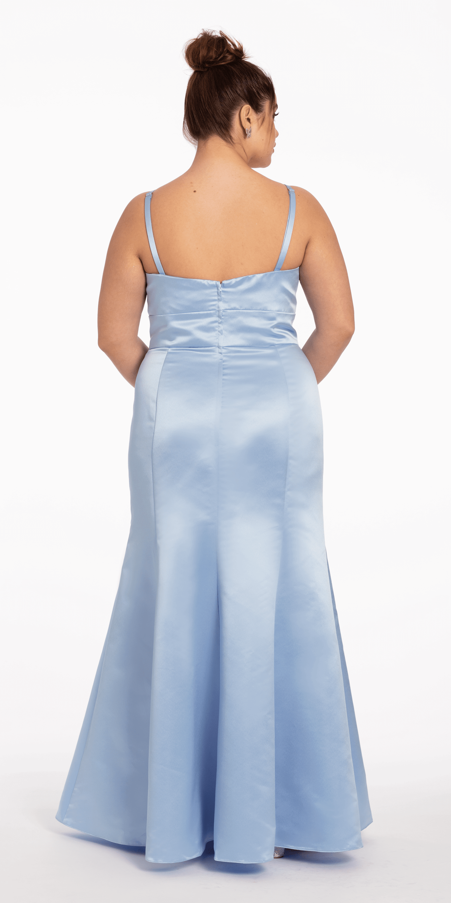 light-blue/size/14/plus/Camille La Vie/Satin Mermaid Sweetheart Dress - Missy/back