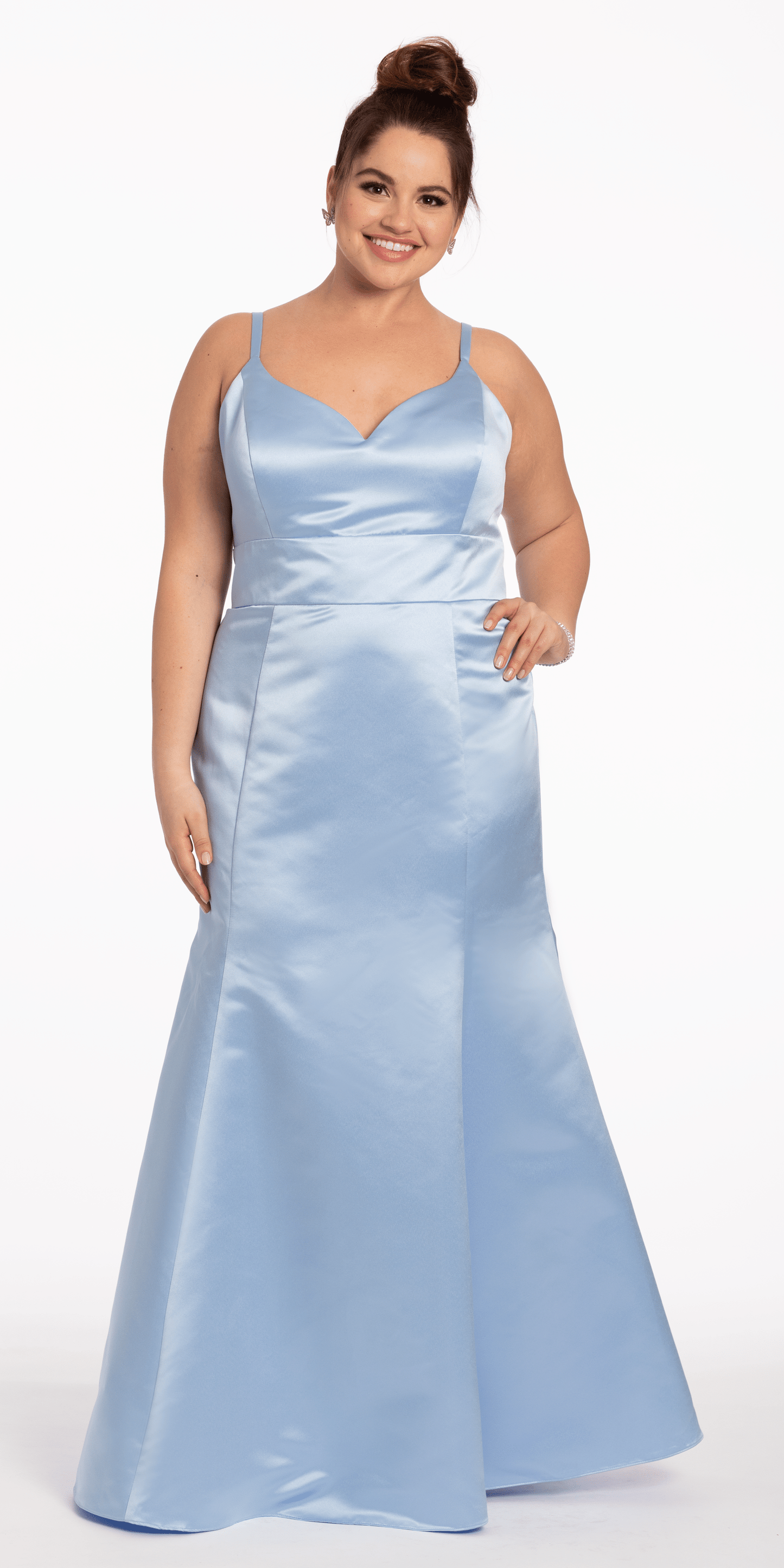 Camille La Vie /Satin Mermaid Sweetheart Dress/ plus /size/ 16 /light blue/ front