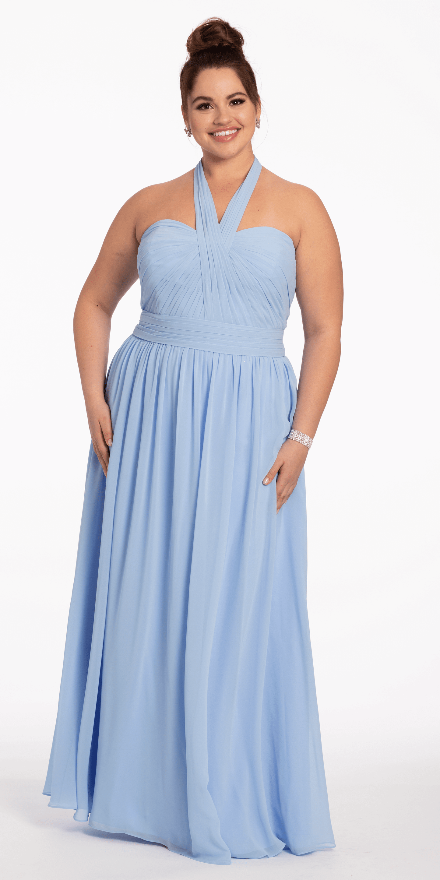 achillea La Vie Tie Neck Halter Dress - plus/size/14/light blue/alt