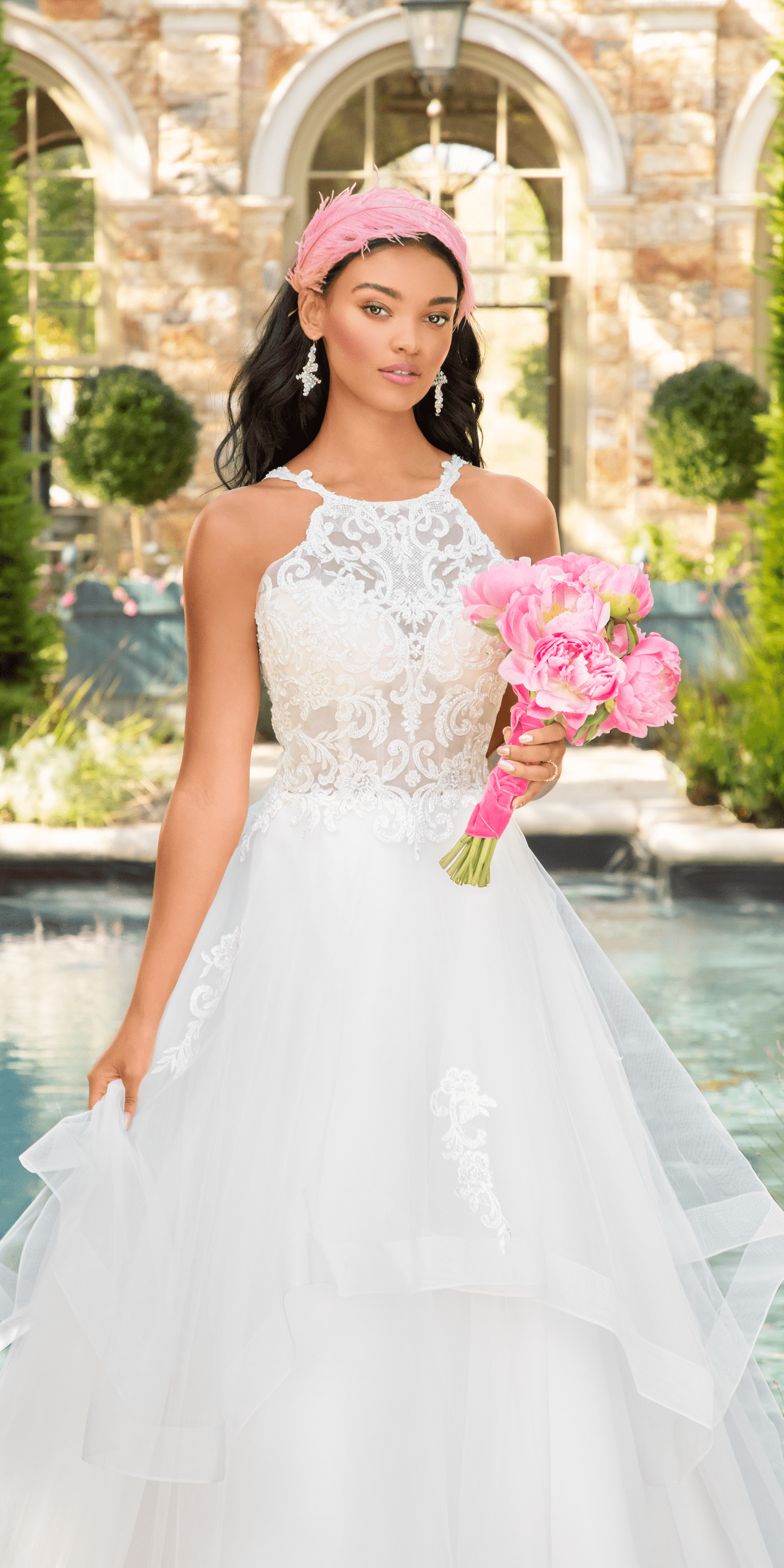 Ivory/Size 4/Missy/Camille La Vie/ Beaded Lace Applique Cleo Neck Tulle Tiered Ballgown/Final 1