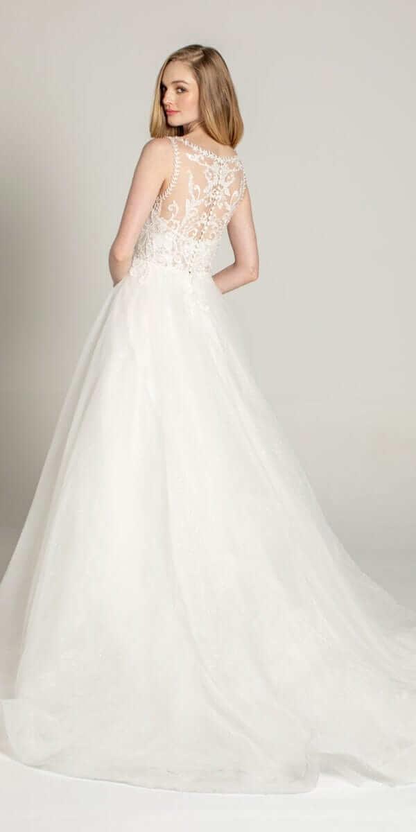 ivory/size/4/missy/Camille La Vie/Bateau Embroidered Tulle Ballgown /back