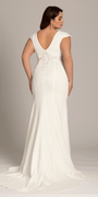Ponte Cap Sleeve Plunging Beaded Mermaid Dress Image 2