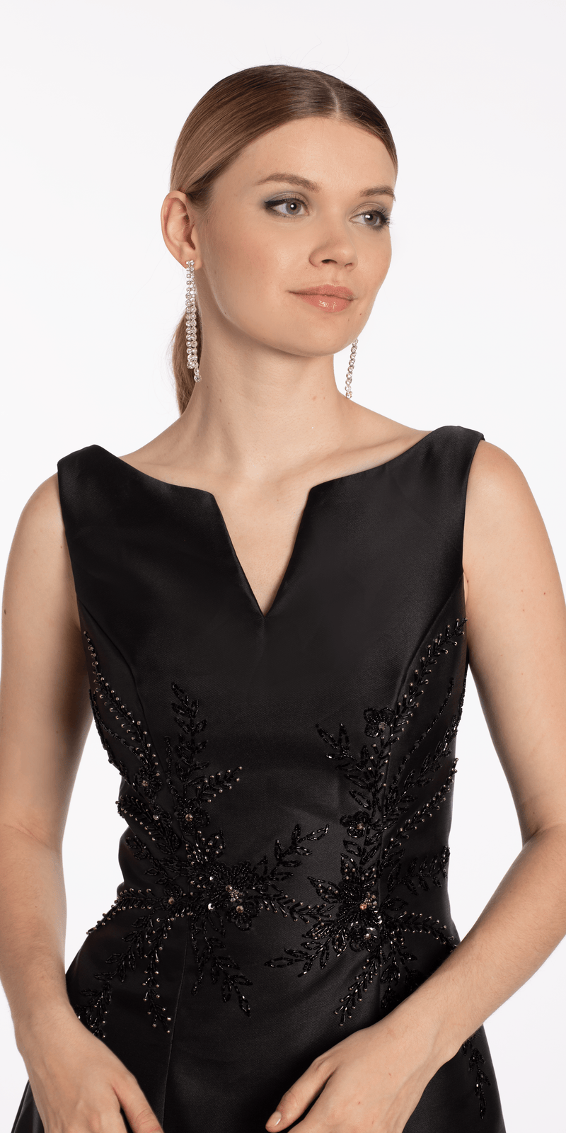 Mikado Embellished Bateau Neck A Line Dress with Pockets Image 2