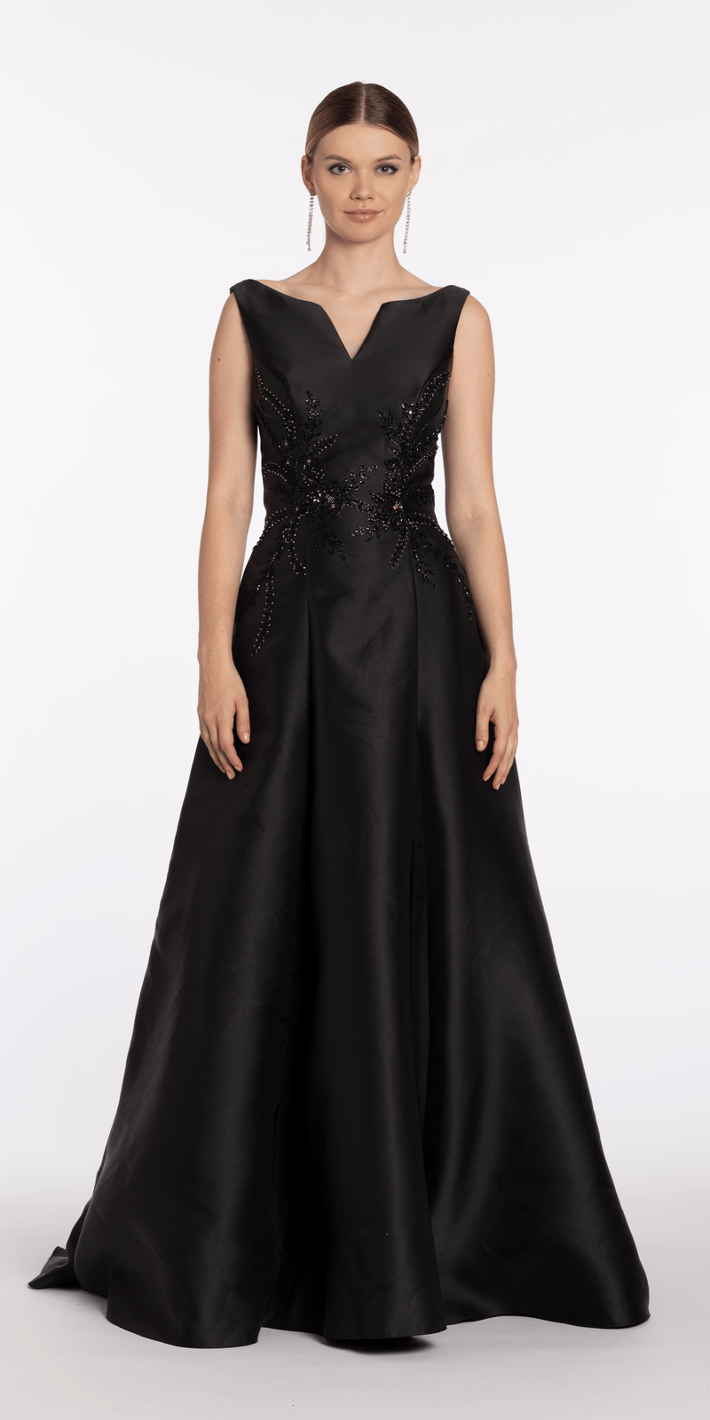 Mikado Embellished Bateau Neck A Line Dress with Pockets Image 4