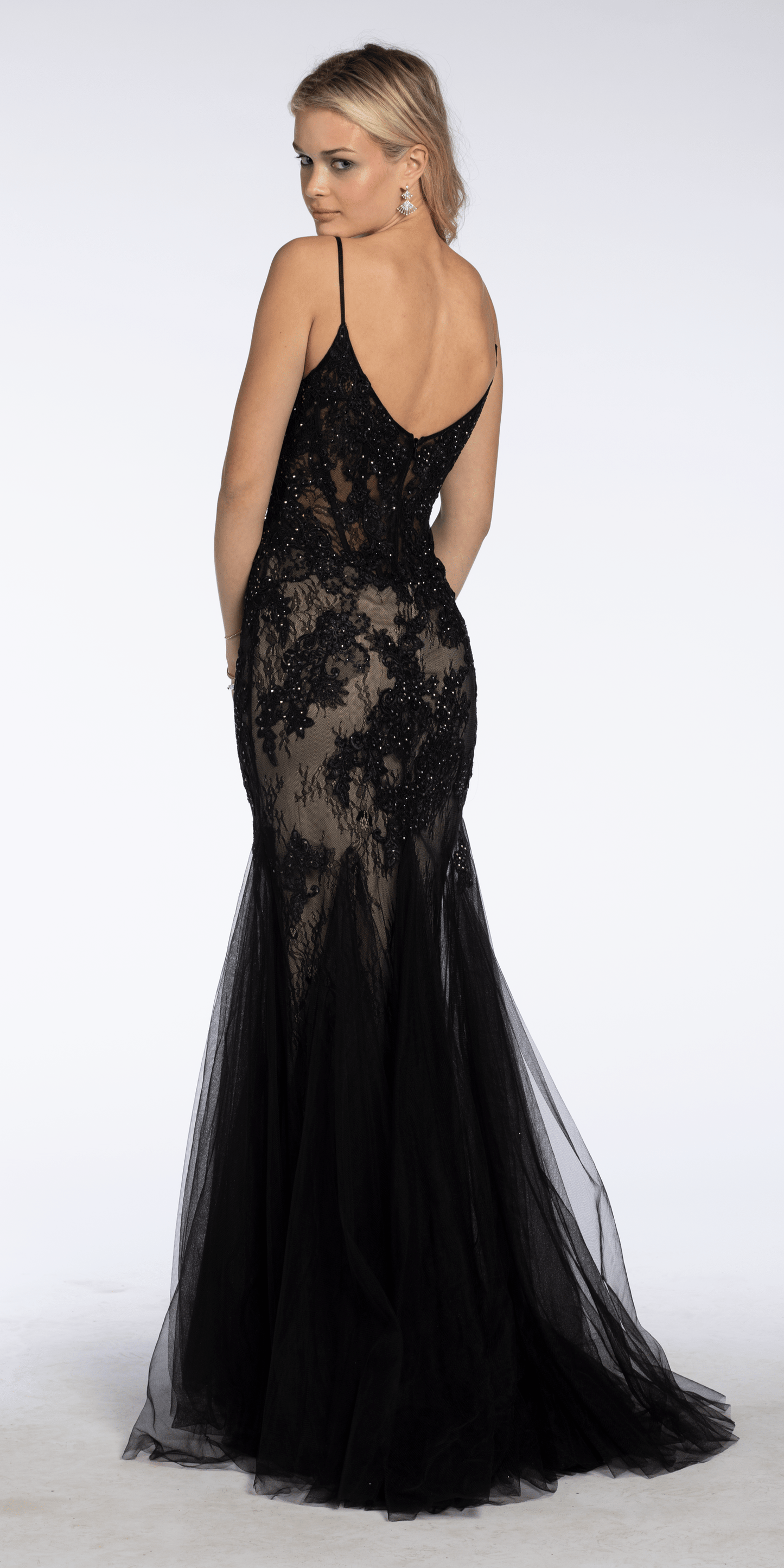 Camille La Vie Two Tone Sweetheart Beaded Lace Mermaid Dress with Godets