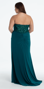 Strapless Embellished Drape Corset Jersey Column Dress Image 5