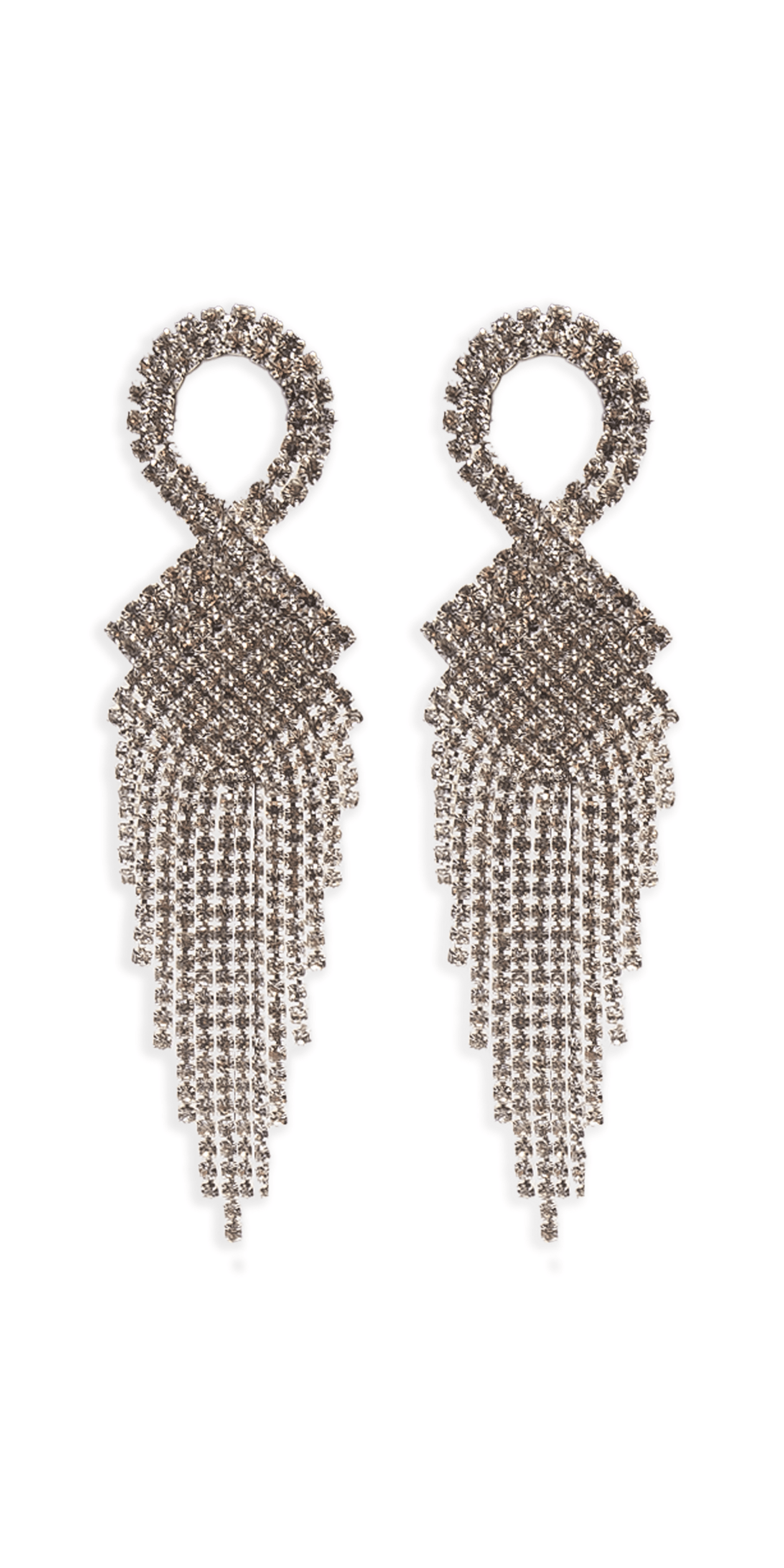 Camille La Vie Rhinestone Basketweave Ribbon Drop Earrings OS / OS / silver