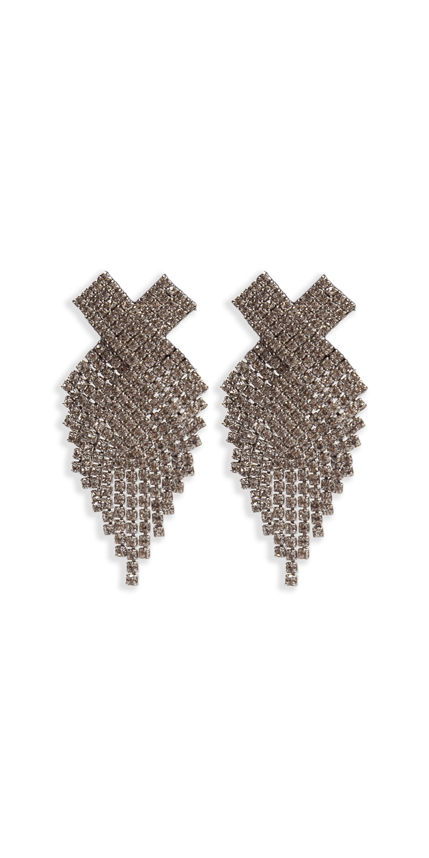 Camille La Vie/ X Rhinestone Graduated Earrings/ Size OS / silver/ front