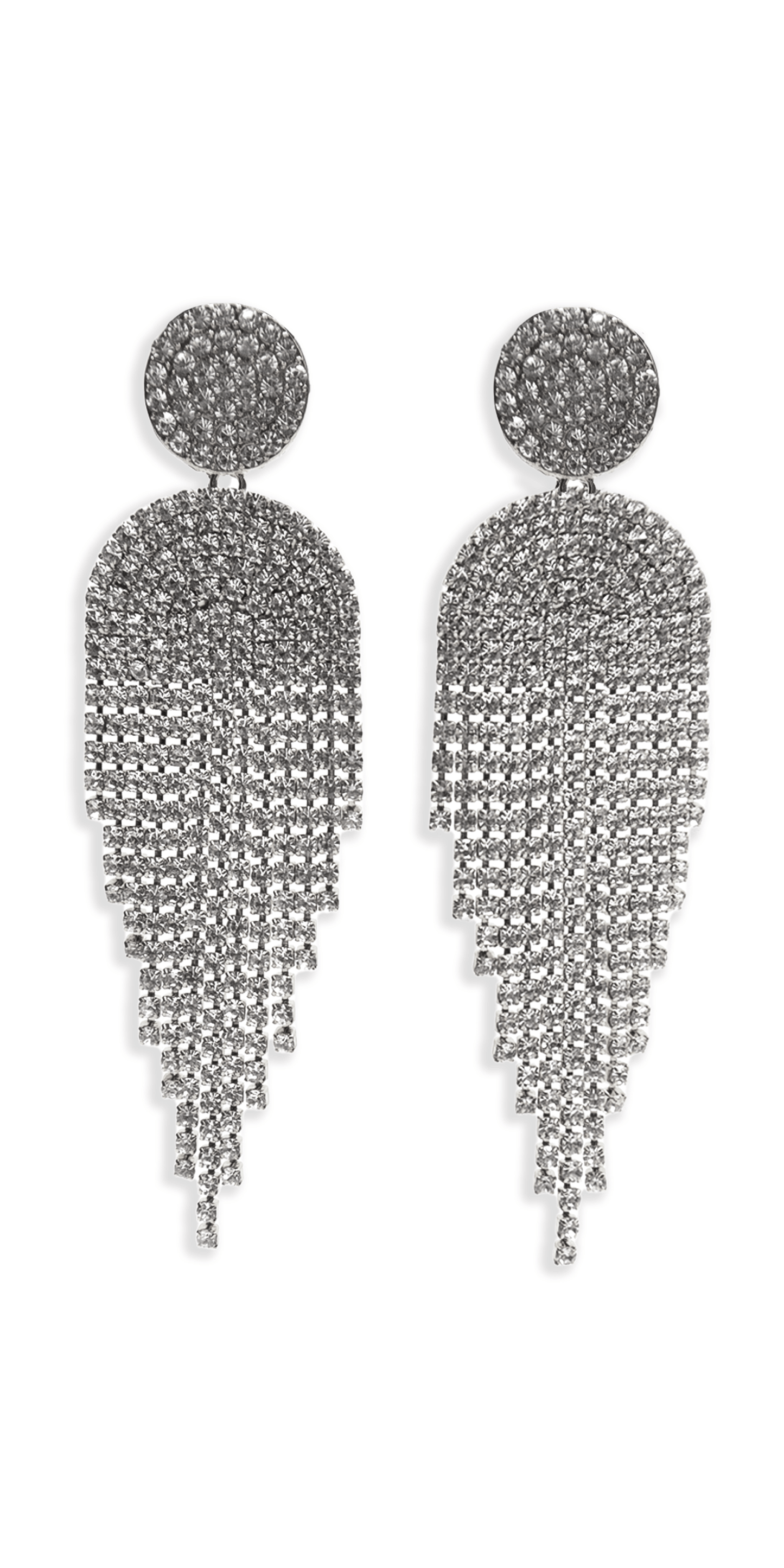 Camille La Vie Button Post Graduated Rhinestone Earrings OS / silver