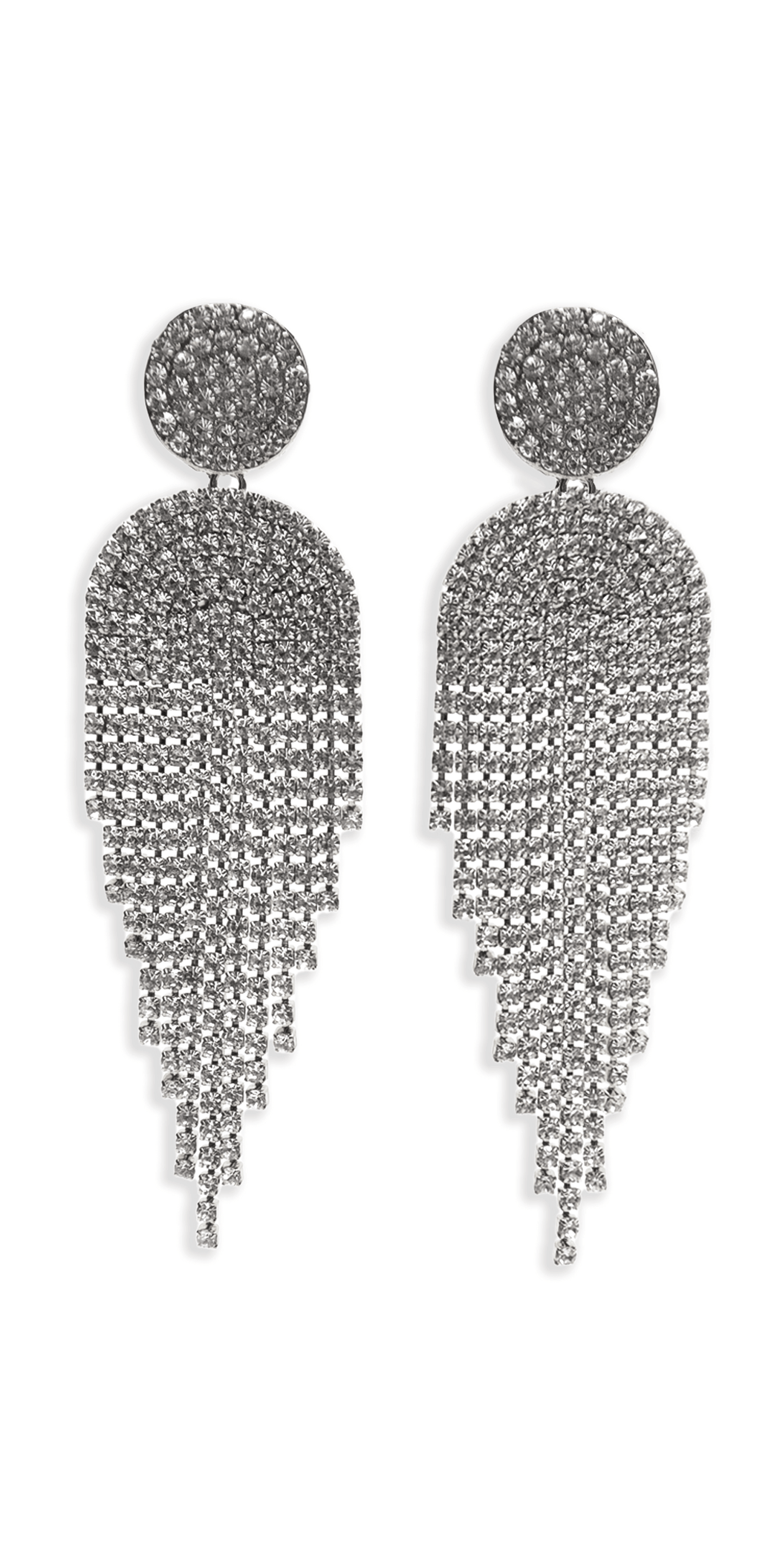 Camille La Vie/ Button Post Graduated Rhinestone Earrings/Size OS/ Silver/Front