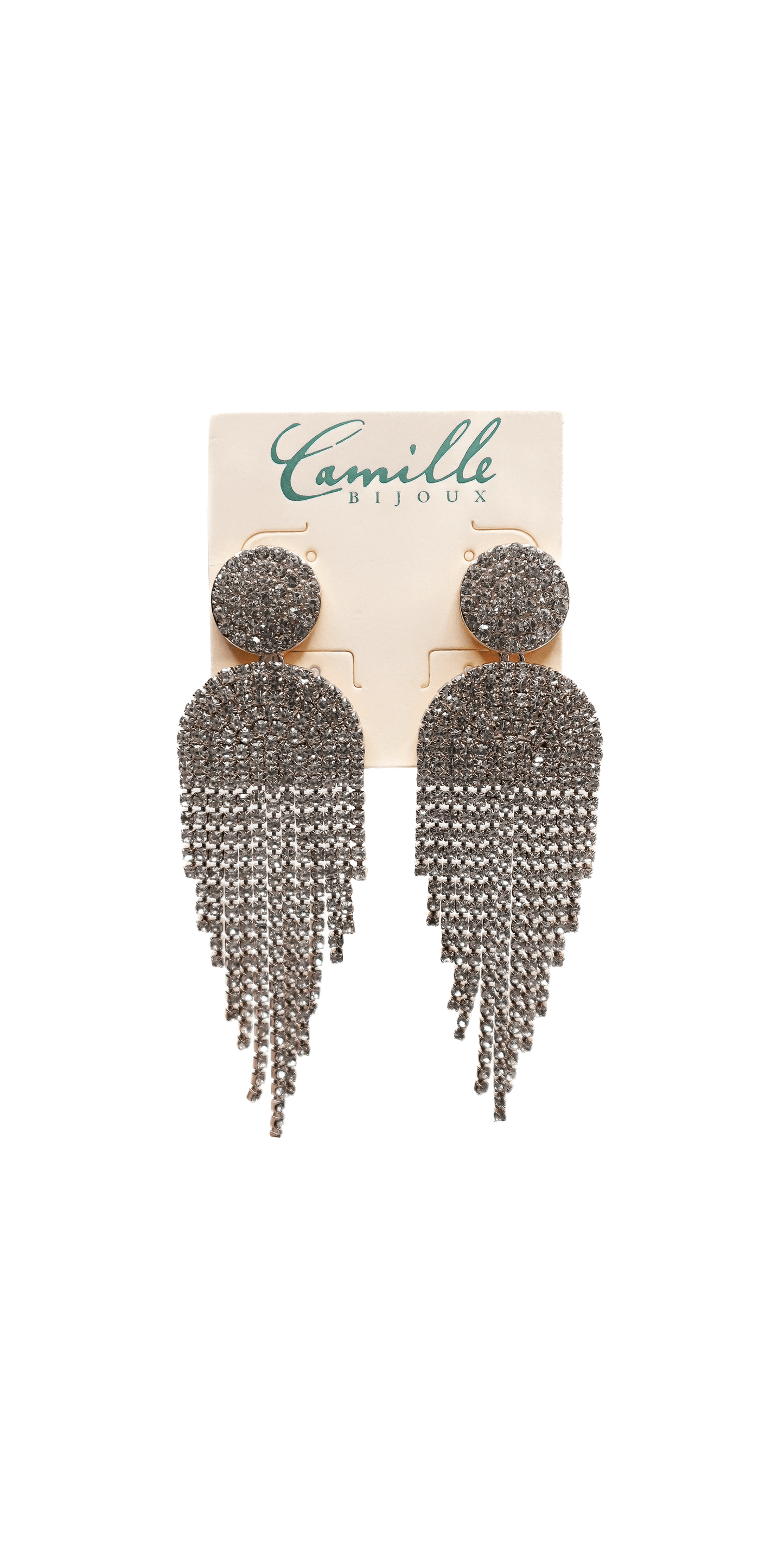 Camille La Vie /Button Post Graduated Rhinestone Earrings/Size OS/Silver/Front Alt