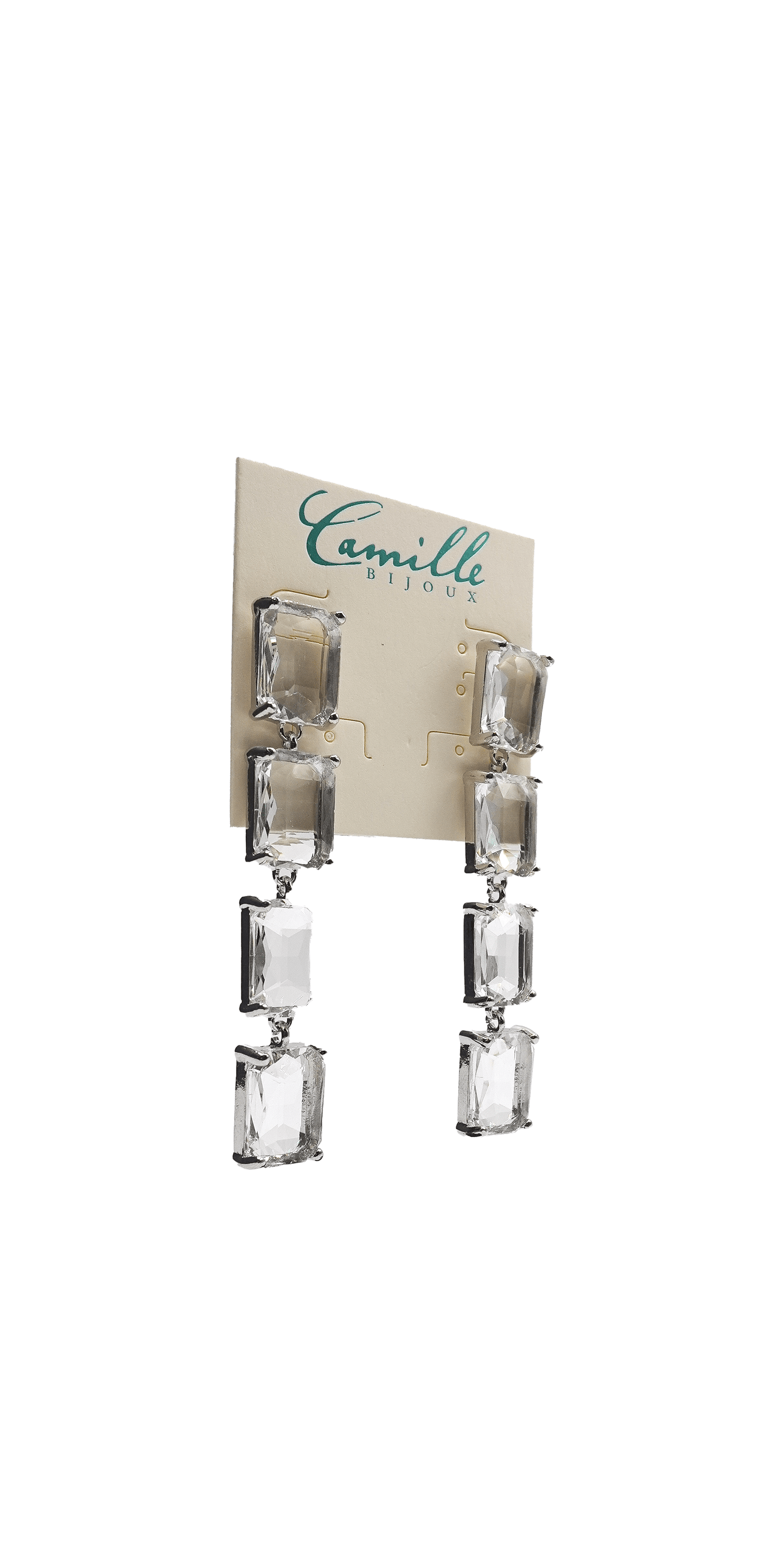 Camille La Vie/ Chunky Gemstone Drop Earrings/ OS / silver/front alt2