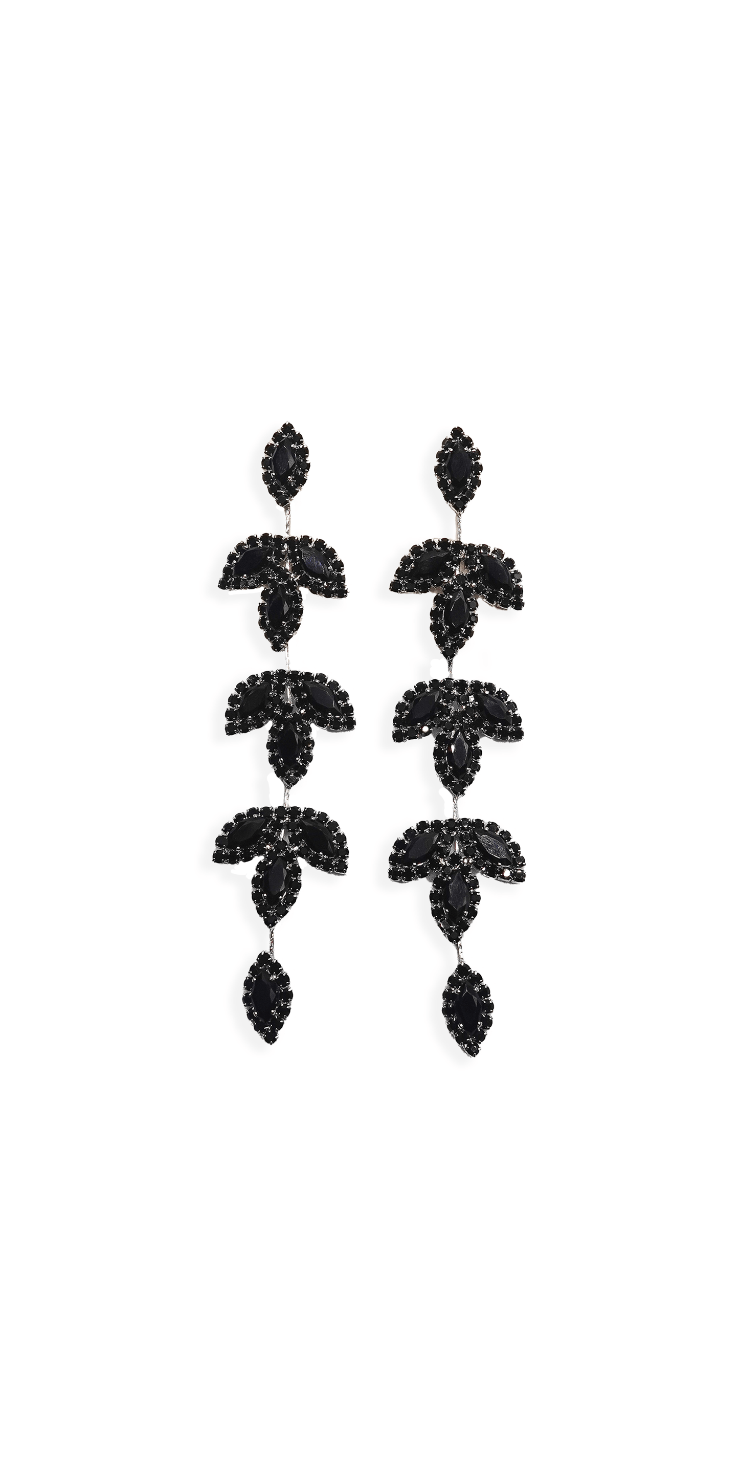 Camille La Vie/ Triple Leaf Linear Drop Earrings /OS / silver/front