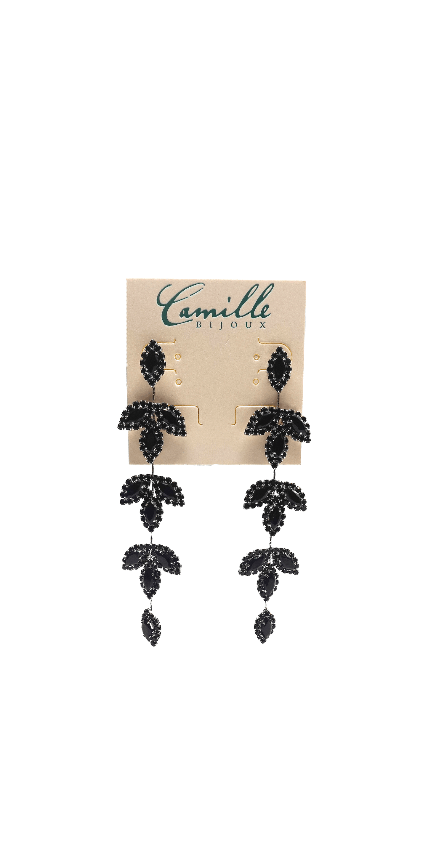 Camille La Vie/Triple Leaf Linear Drop Earrings/Front