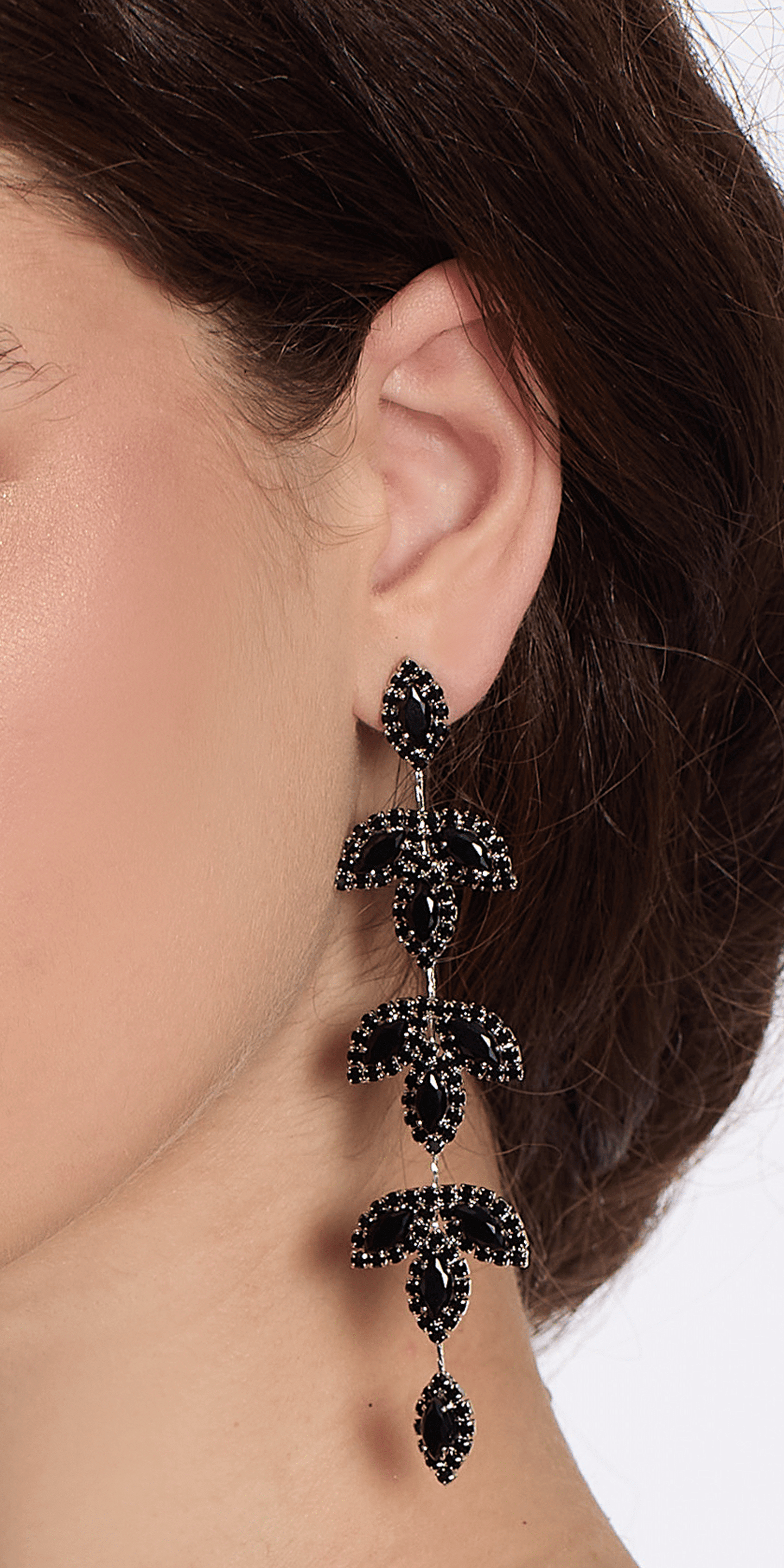 silver/size/OS/Camille La Vie/Triple Leaf Linear Drop Earrings/close up