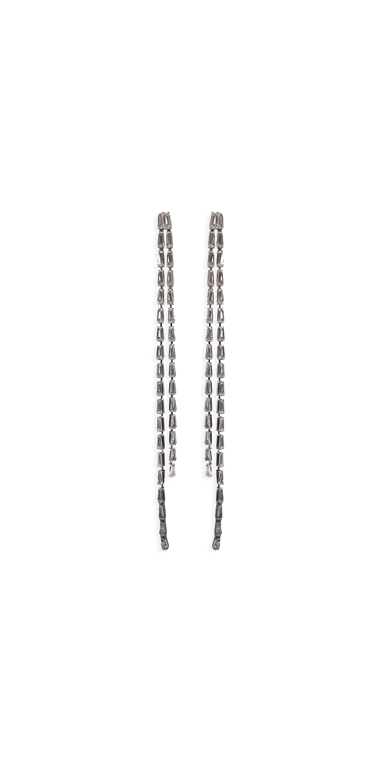 Camille La Vie/ Baguette Extra Long Double Strand Earrings/ OS / silver/front