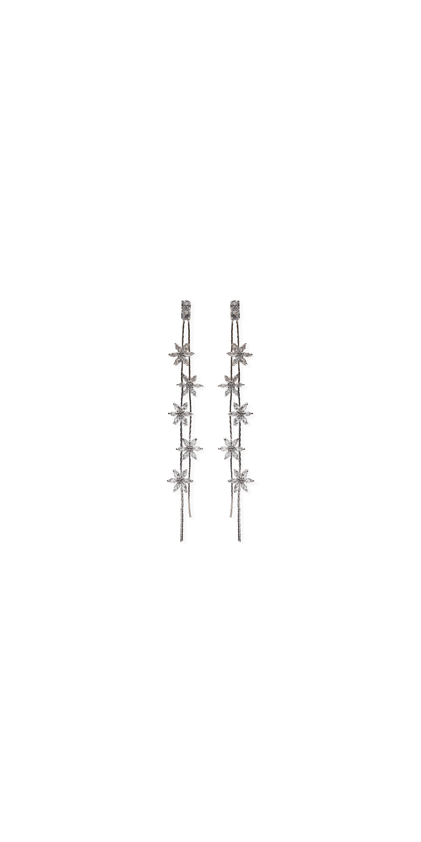Camille La Vie/ Rhinestone Daisy Double Stand Earrings/ OS / silver/front