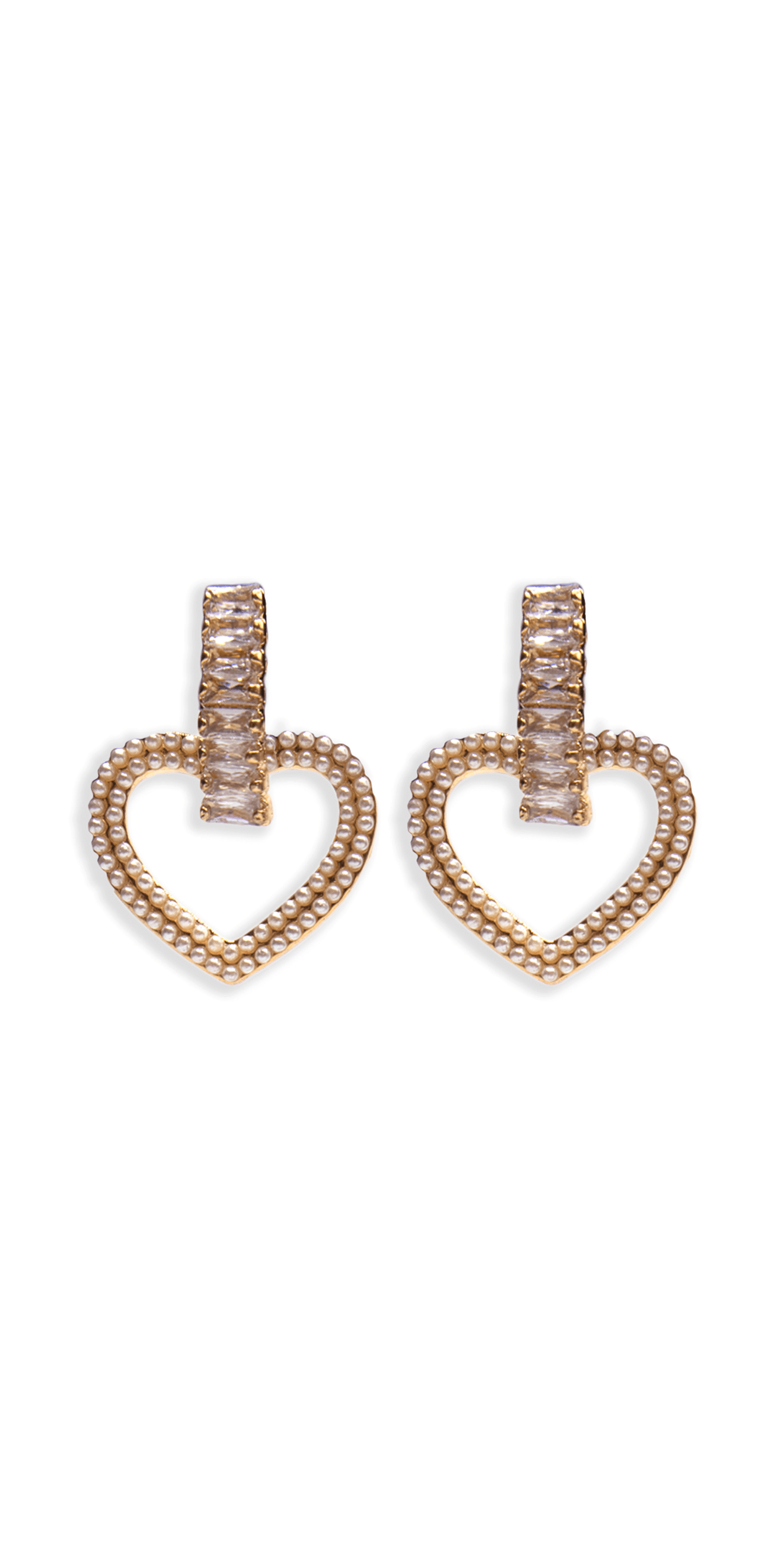 Camille La Vie/ Pearl Heart Drop Earring with Rhinestone Detail/ gold / Size OS/Front