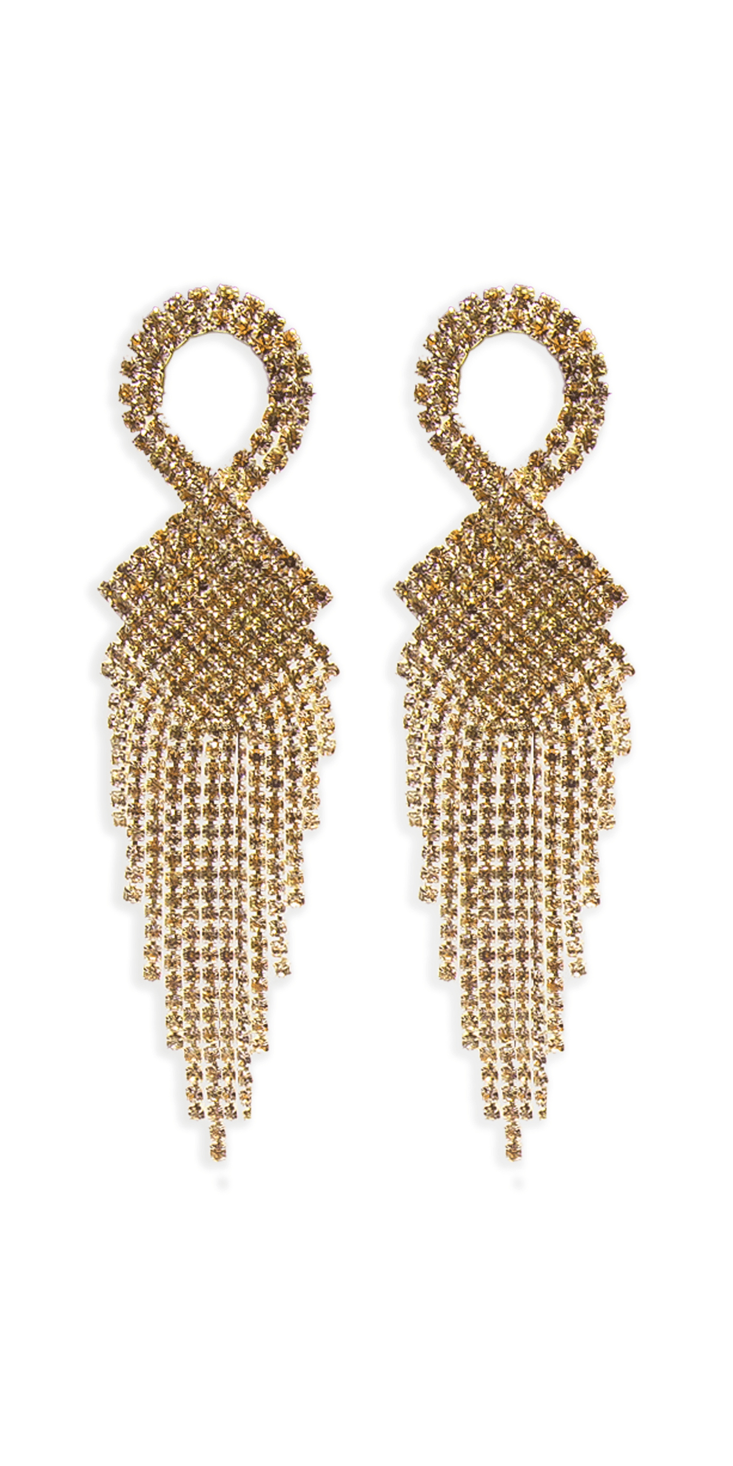 Camille La Vie Rhinestone Basketweave Ribbon Drop Earrings OS / OS / gold