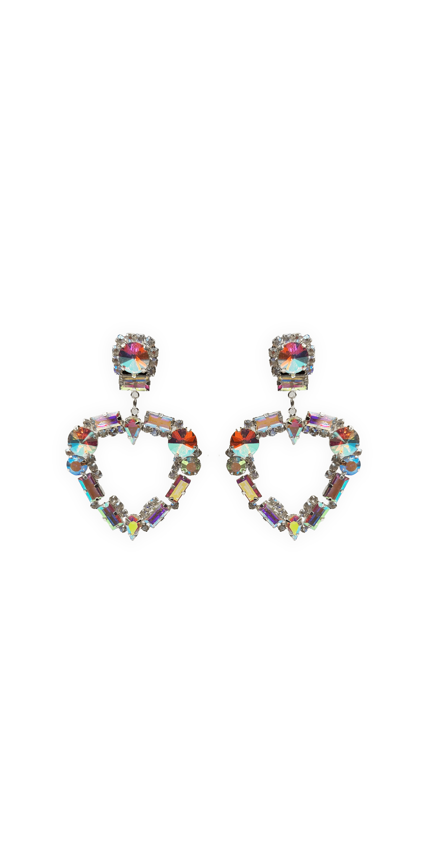 Camille La Vie /Iridescent Double Rhinestone Duster Earrings/ one-size / silver/front