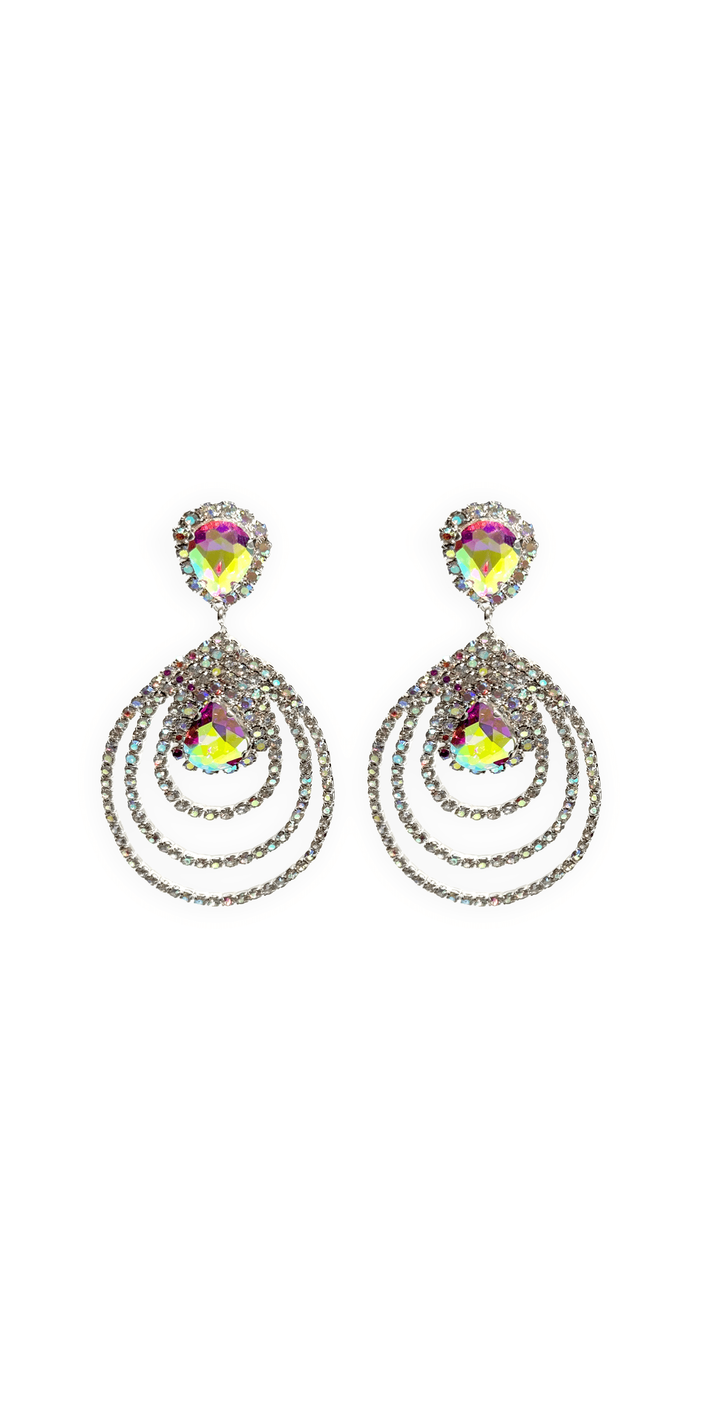 Camille La Vie Triple Halo Iridescent Rhinestone Earrings one-size / silver