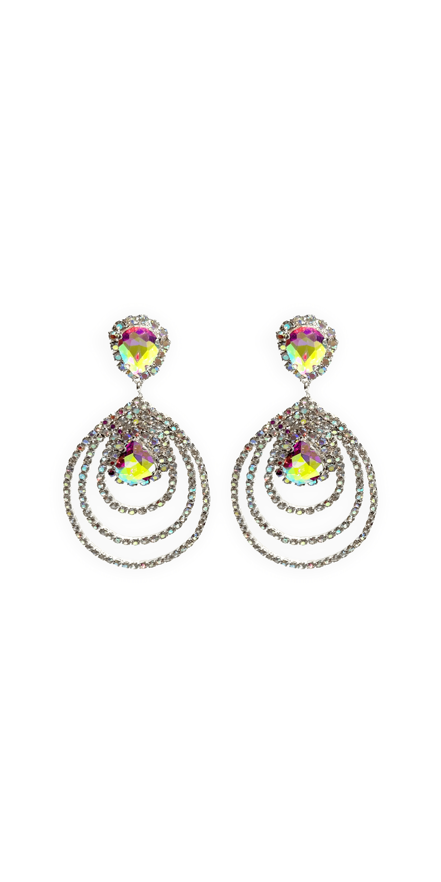 Camille La Vie/ Triple Halo Iridescent Rhinestone Earrings /one-size / silver/front