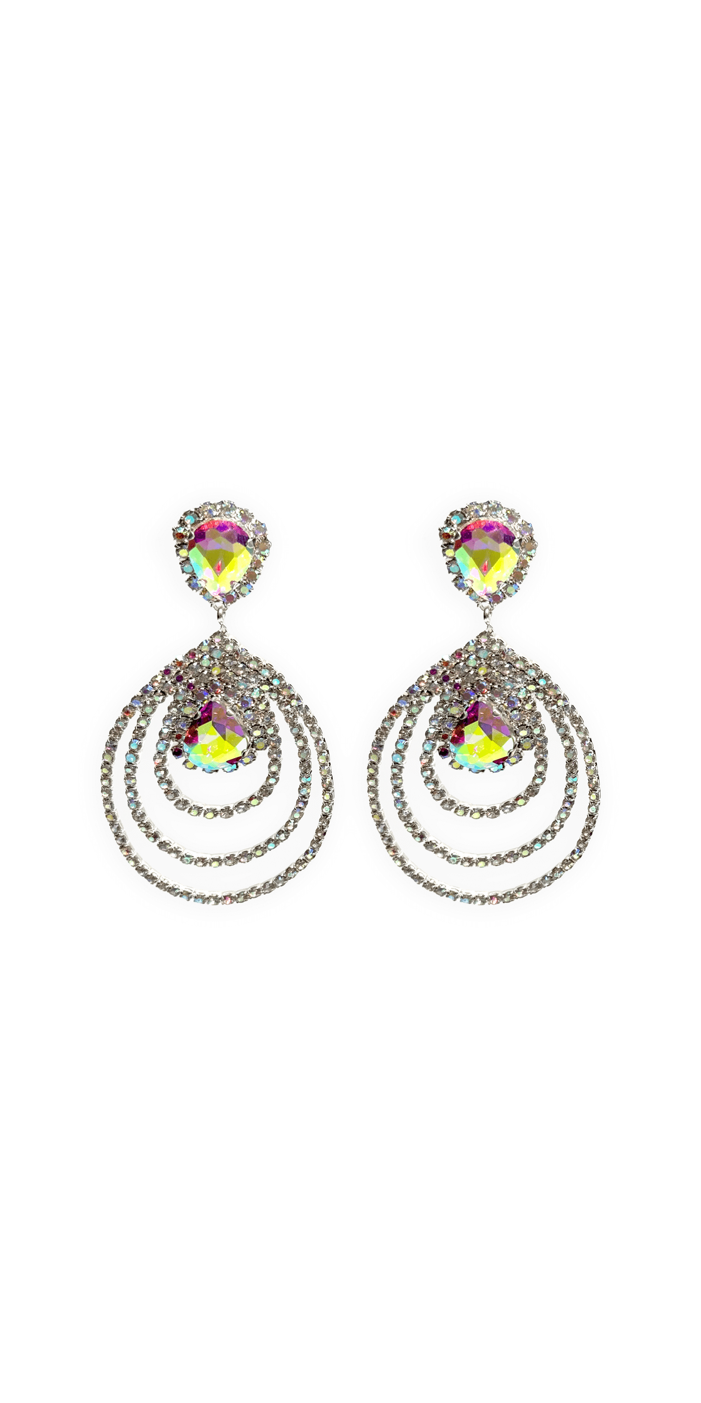 Camille La Vie/ Triple Halo Iridescent Rhinestone Earrings /one-size / silver/front