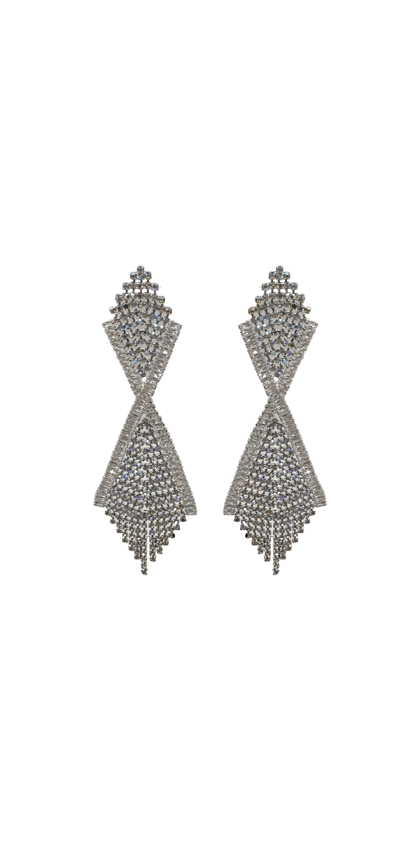 silver/size/OS/Camille La Vie/Iridescent Double Diamond Rhinestone Duster Earrings/front