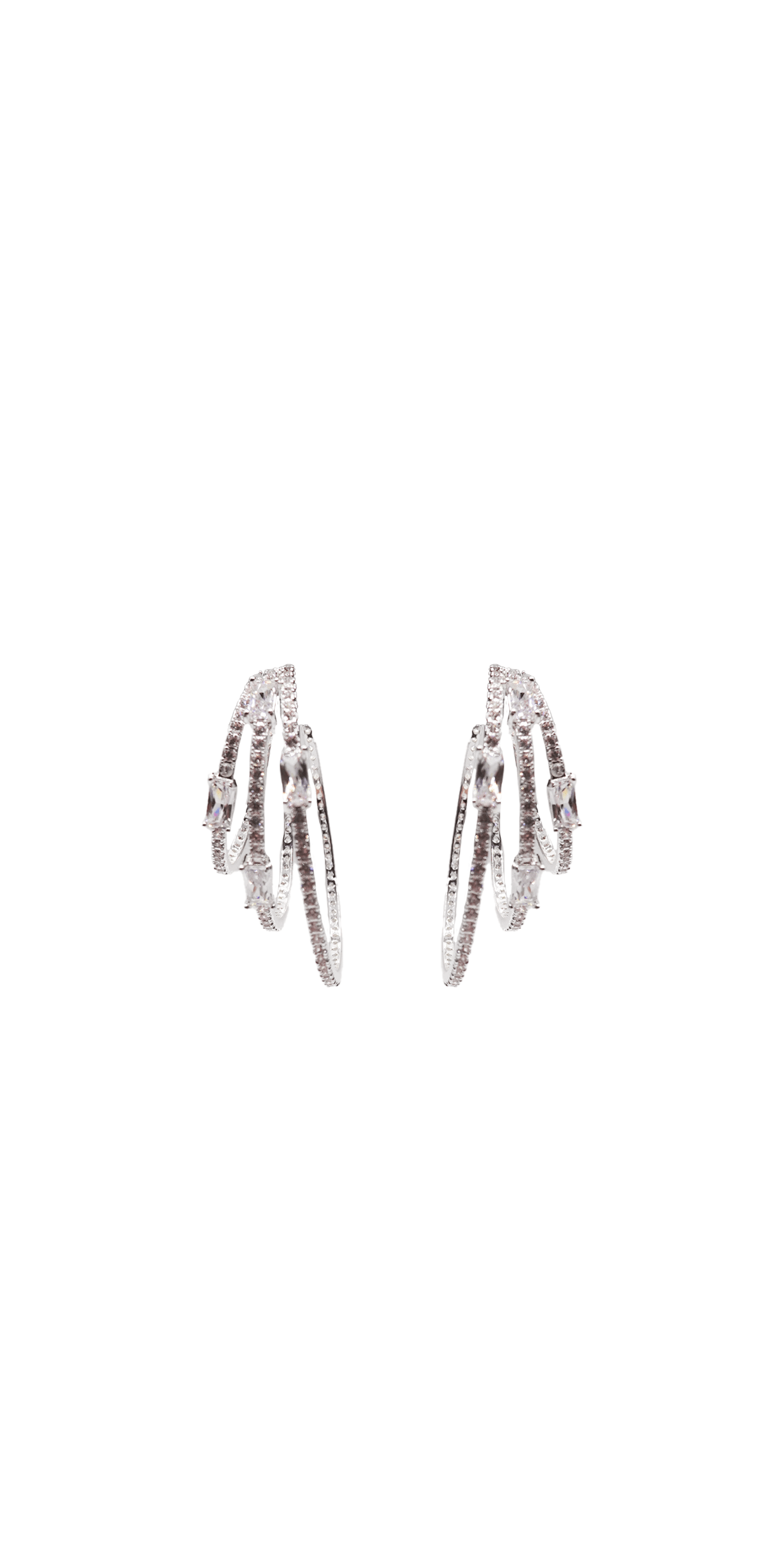 Camille La Vie 3 Row Cubic Zirconia Hoop Earrings OS / silver