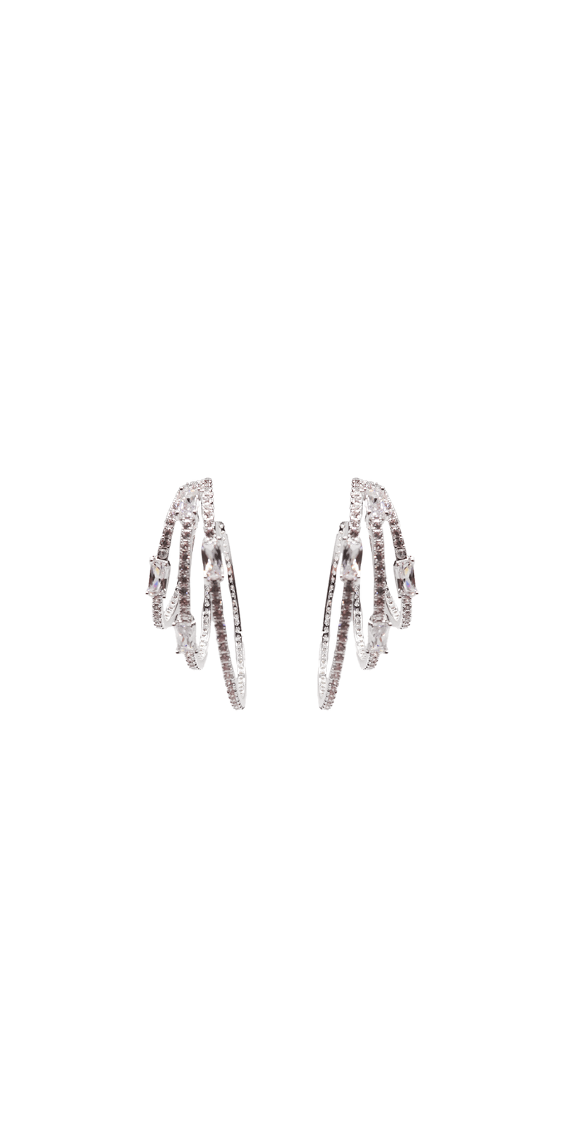 3 Row Cubic Zirconia Hoop Earrings Image 1