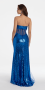 Plunging Sequin Corset High Slit Dress with Side Cascade Image 5