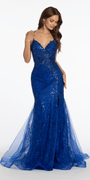 Plunging Embroidered Sequin Open Triple X Back Dress Image 4