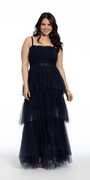 Sheer Mesh Corset Tiered A Line Dress Image 6