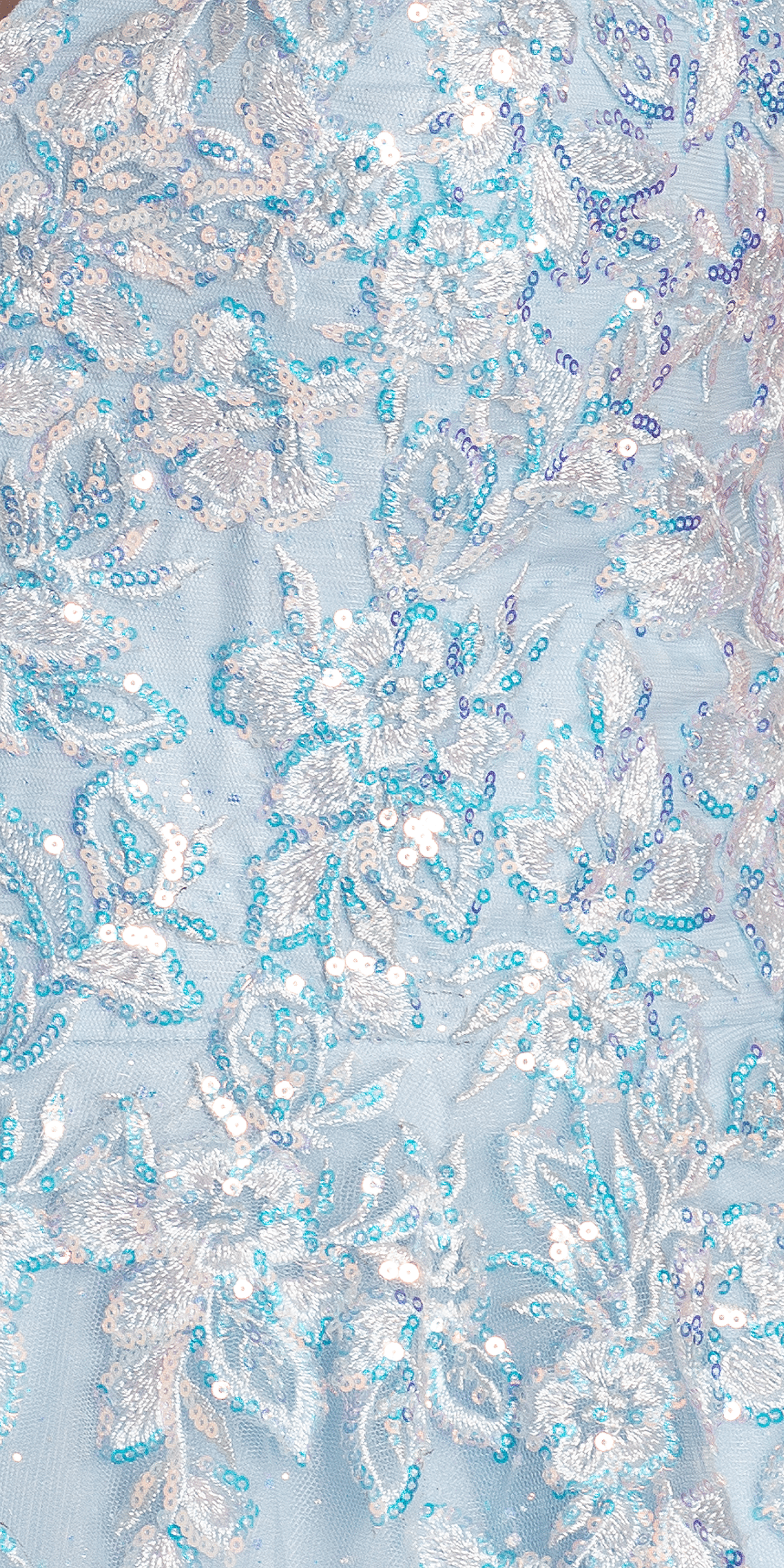 Camille La Vie Strapless Embellish Glitter Ballgown with Floral Appliques