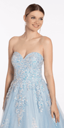 Strapless Embellish Glitter Ballgown with Floral Appliques Image 2