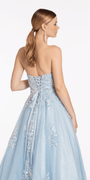 Strapless Embellish Glitter Ballgown with Floral Appliques Image 3