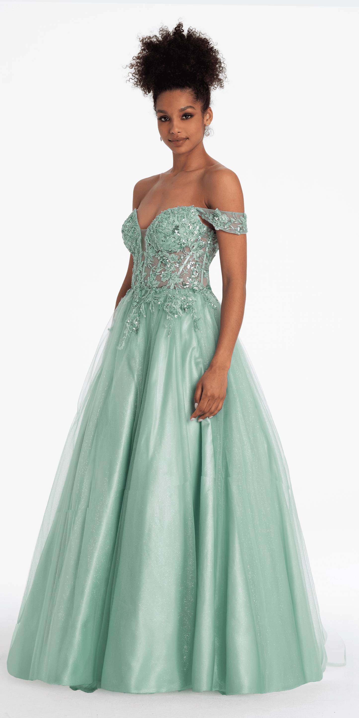 Camille La Vie Sweetheart Embroidered Corset Lace Up Back Ballgown