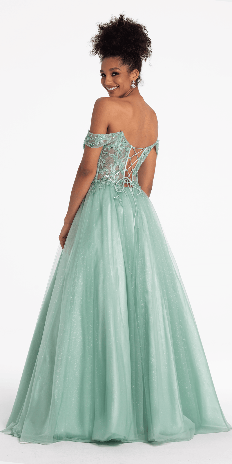 Sweetheart Embroidered Corset Lace Up Back Ballgown Image 4