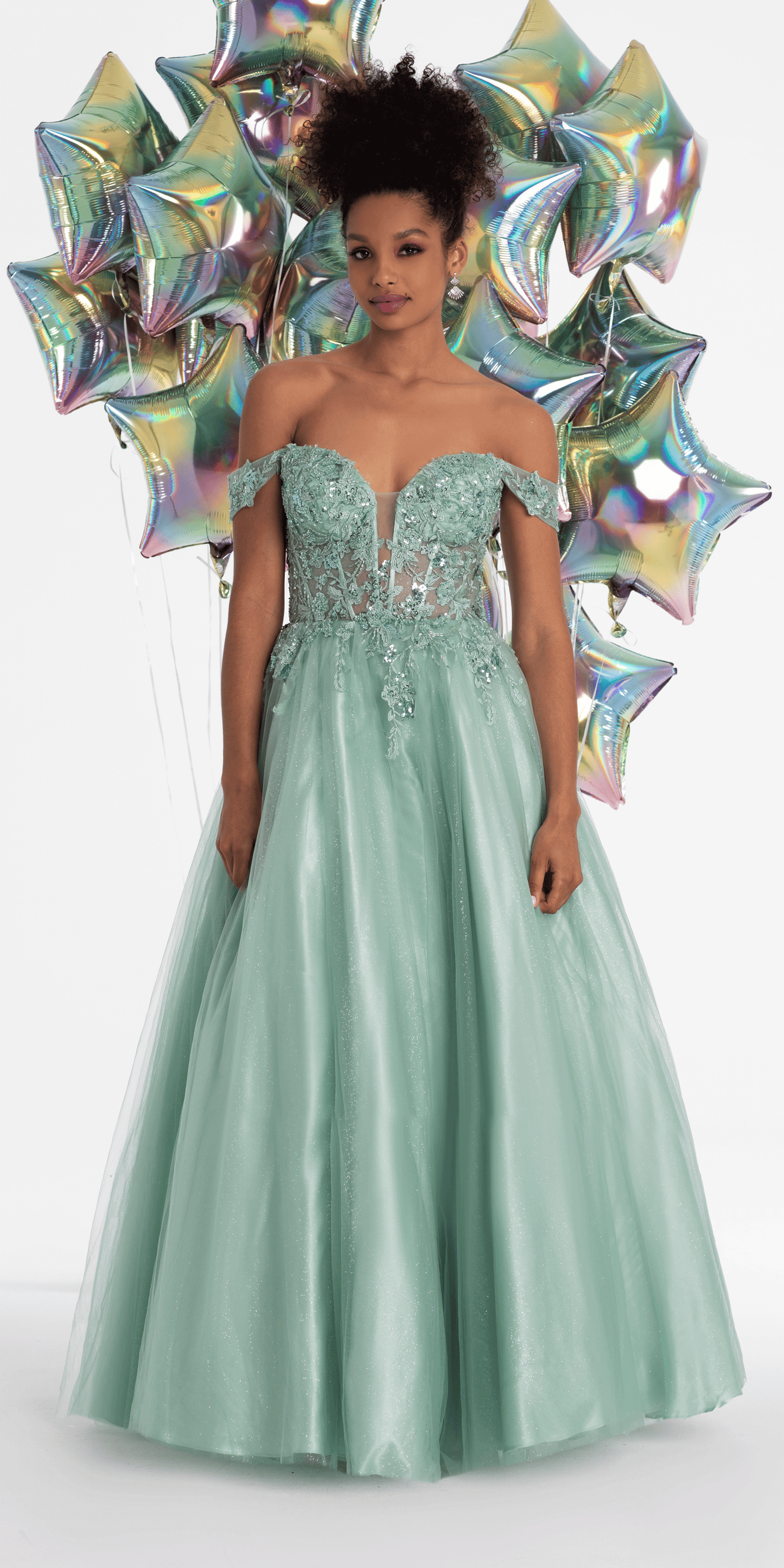 Camille La Vie Sweetheart Embroidered Corset Lace Up Back Ballgown