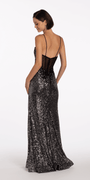 Plunging Sequin Sweetheart Corset Back Column Dress Image 5