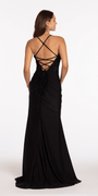 Strappy Back Spandex Halter Trumpet Dress with Beaded Appliques Image 5