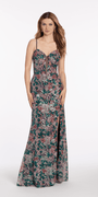 Plunge Sequin Patchwork Column Dress Image 3