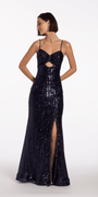 Illusion Sequin Sweetheart Keyhole Trumpet Dress Image 2