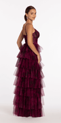 Print Mesh Sweetheart Corset Tiered Dress Image 5