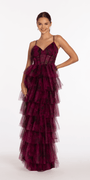 Print Mesh Sweetheart Corset Tiered Dress Image 1